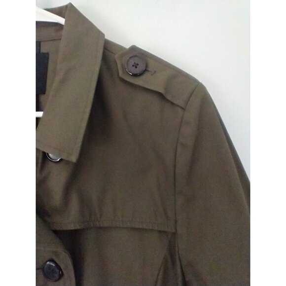 Forever 21 Women's Trench Coat Army Green Mid Length Belt Pockets Cotton - Large - Picture 2 of 12
